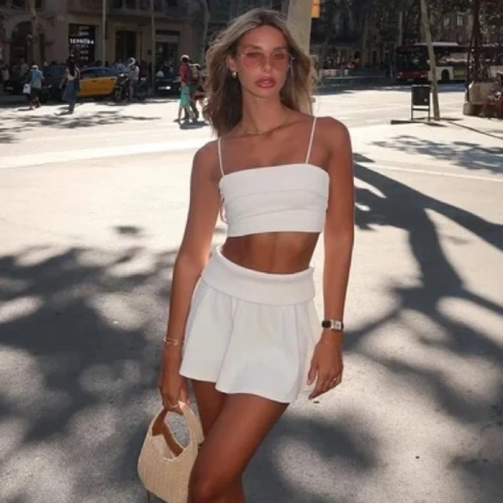 All doubles only Cropped Top and Skirt Set
